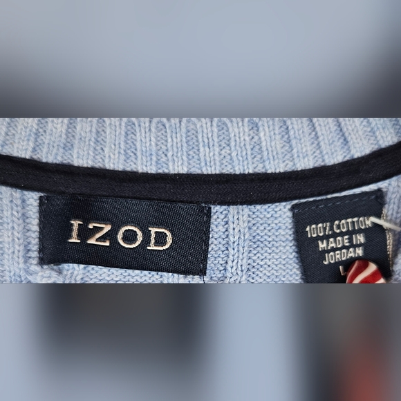 NWT Izod Mens Light Blue Sweater Golf Vest Lg Preppy Minimalist Classic - Picture 3 of 5